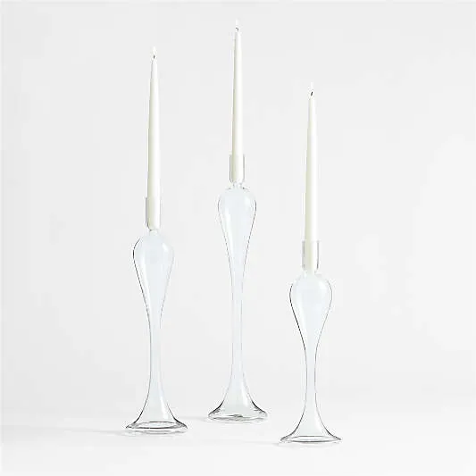Milano Clear Glass Taper Candle Holders