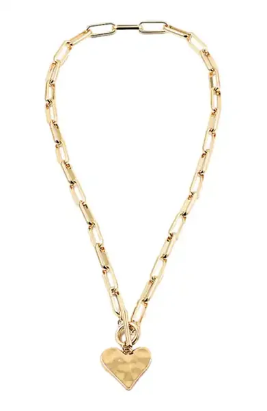 Hammered Heart Toggle Necklace