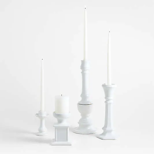 Firenze White Ceramic Candle Holders